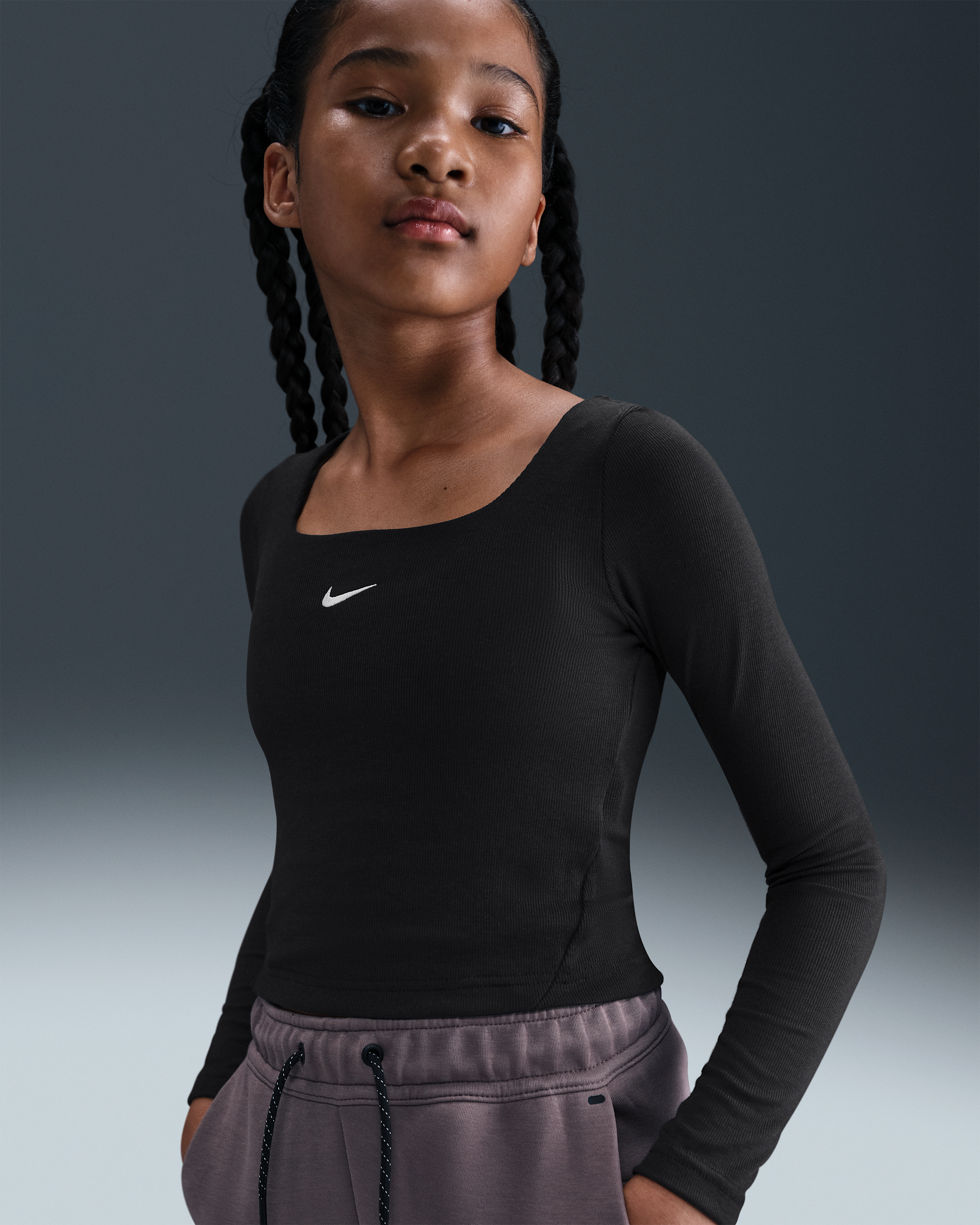 Nike Sportswear Older Kids' (Girls') Long-Sleeve Square-Neck